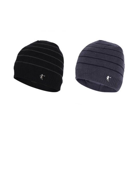 

FabSeasons Unisex Pack Of 2 Striped Beanies, Black