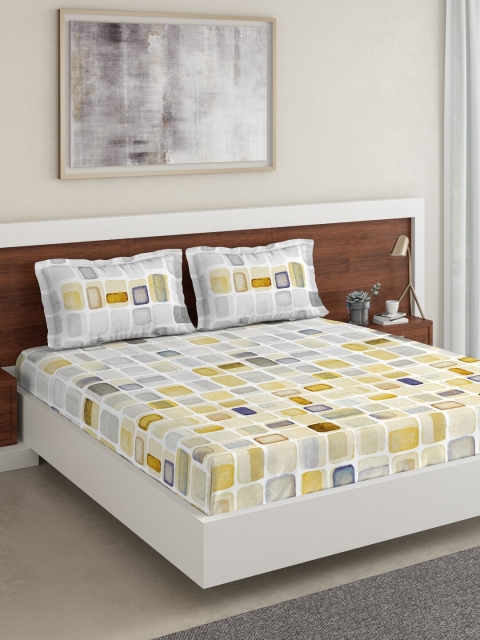 

DDecor White & Grey Printed 144 TC Double Bedsheet With 2 Pillow Covers