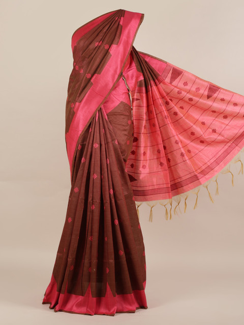 

Pothys Brown Woven Design Jute Silk Saree