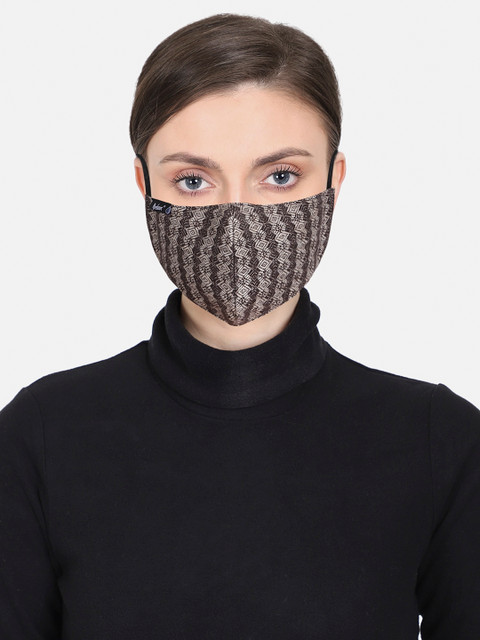 

Anekaant Women Brown & Off-White Striped 3-Ply Reusable Fabric Fashion Mask