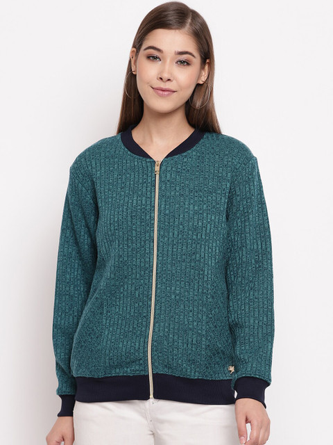 

Miss Grace Women Green Self Design Sweatshirt