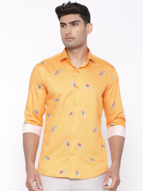 

Tistabene Men Orange Regular Fit Self Design Casual Shirt