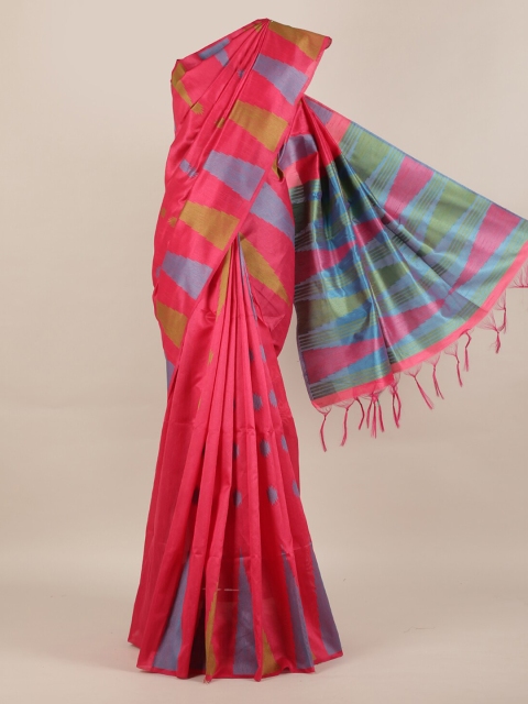 

Pothys Pink Woven Design Jute Silk Saree with Jhalar Pallu