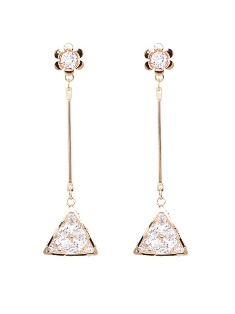 

Foxy Sperks Gold-Toned & White Geometric Drop Earrings