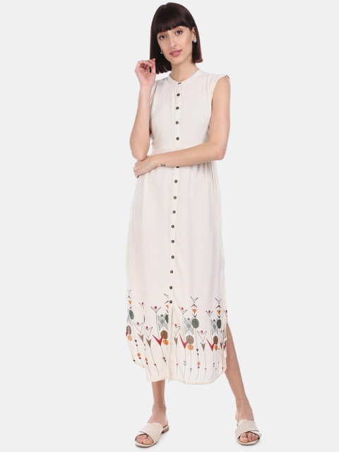 

Bronz Women Off-White Printed A-Line Dress