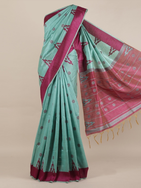 

Pothys Blue & Pink Jute Silk Woven Design Saree