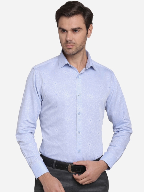 

METAL Men Blue Slim Fit Printed Casual Shirt