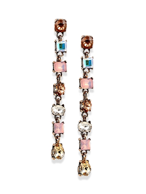 

Foxy Sperks Gold-Toned & Pink Contemporary Drop Earrings