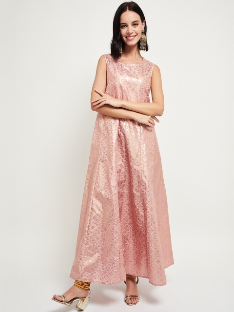 

max Women Peach Woven A Line Kurti