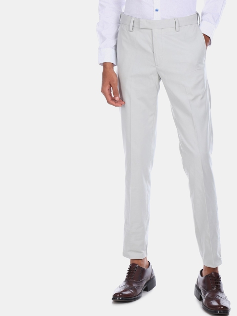 

U.S. Polo Assn. Men Grey Regular Fit Self Design Regular Trousers