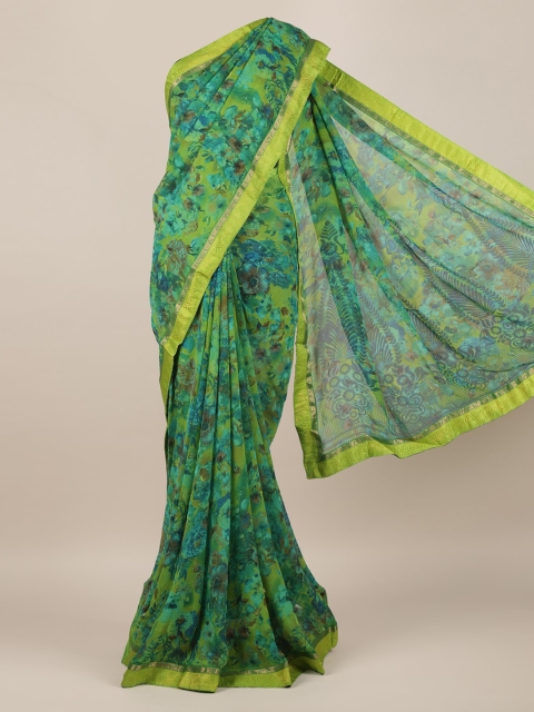 

Pothys Green Printed Poly Chiffon Saree