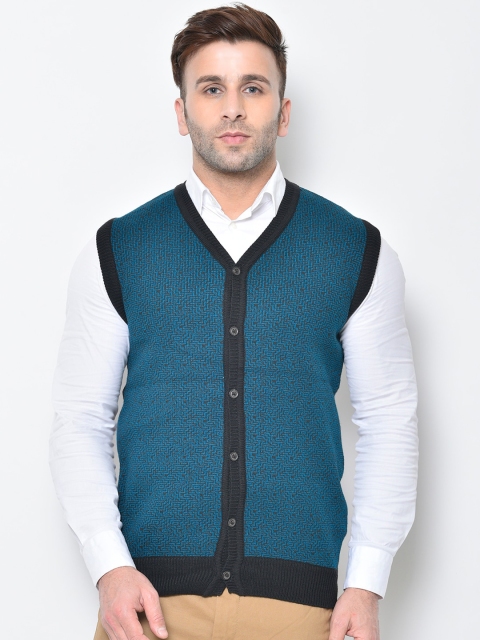 

Chkokko Men Green & Black Self Design Cardigan