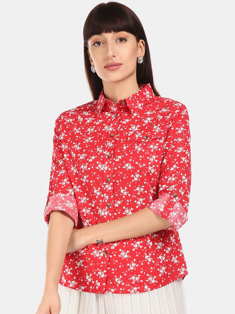

Cherokee Women Red Regular Fit Floral Printed Casual Shirt