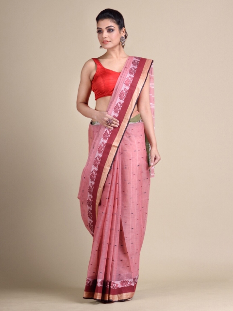 

Mitera Pink Pure Cotton Woven Design Taant Saree