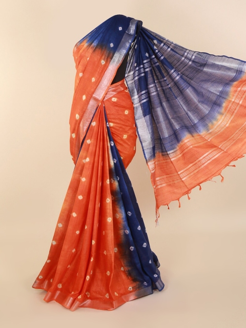 

Pothys Orange Woven Design Linen Blend Saree