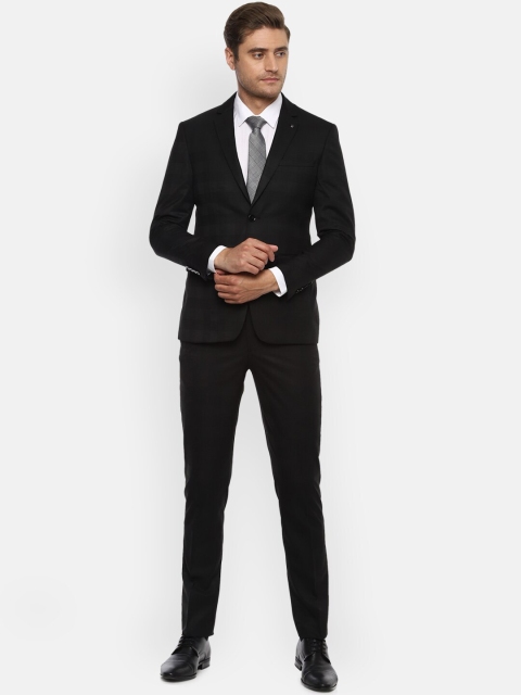 

Louis Philippe Men Black Checked Slim-Fit Single-Breasted Formal Two-Piece Suit