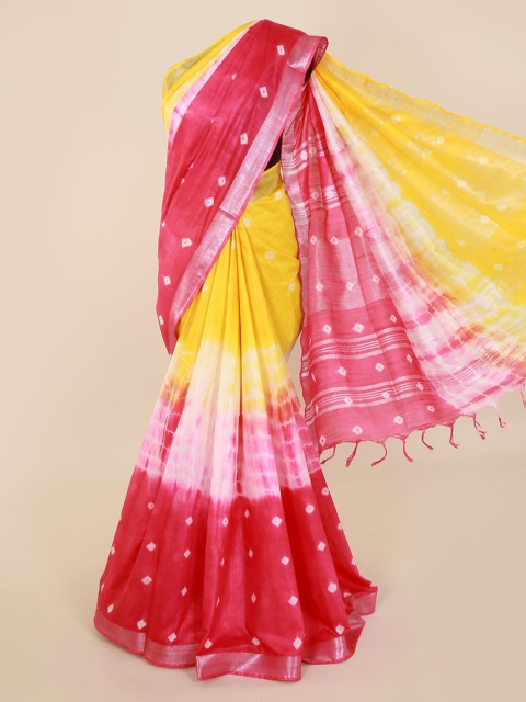 

Pothys Multicoloured Dyed Linen Blend Saree, Multi