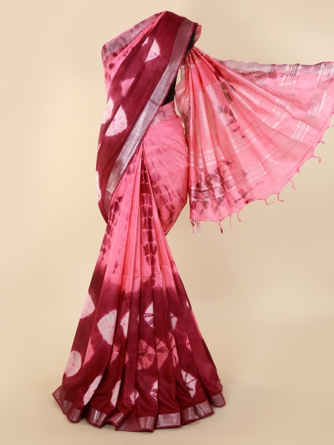 

Pothys Pink & Maroon Linen Blend Dyed Saree