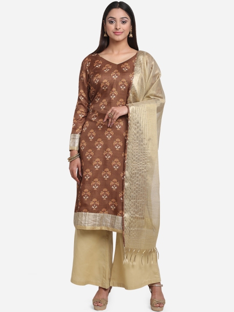 

BOMBAY SELECTIONS Women Brown & Beige Unstitched Dress Material