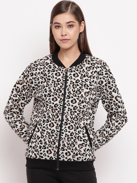 

Miss Grace Women Off-White & Black Animal Printed Sweatshirt