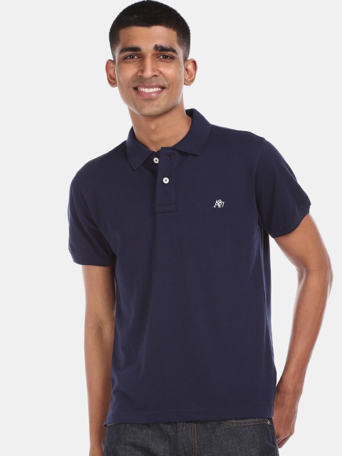 

Aeropostale Men Navy Blue Solid Polo Collar T-shirt