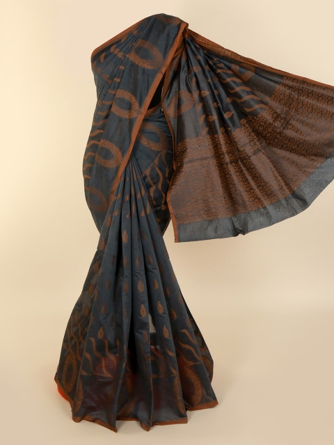 

Pothys Grey & Bronze-Toned Cotton Blend Woven Design Saree