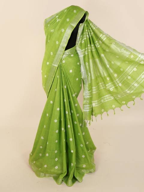 

Pothys Green Woven Design Linen Blend Saree
