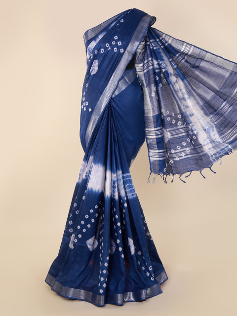 

Pothys Navy Blue Dyed Linen Blend Saree
