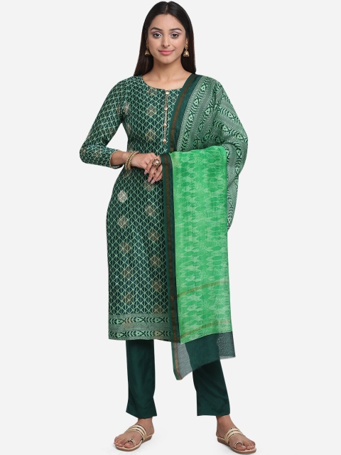 

BOMBAY SELECTIONS Women Green Printed Unstitched Dress Material