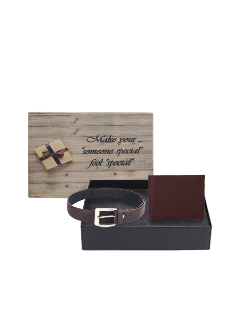 

LONDON FASHION hob Men Brown & Silver-Toned Textured Accessory Gift Set