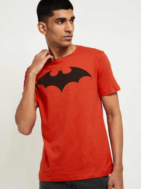 

max Men Red Printed Round Neck T-shirt