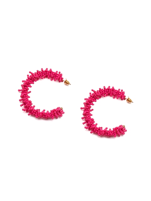 

Foxy Sperks Pink Contemporary Half Hoop Earrings