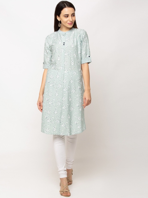 

TANKHI Women Sea Green Printed A-Line Kurta