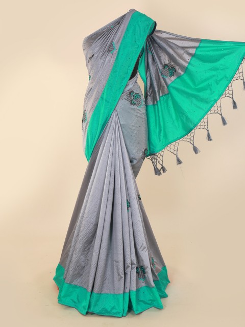 

Pothys Grey & Green Art Silk Solid Saree
