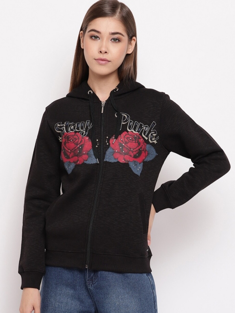 

Miss Grace Women Black & Red Printed Hooded Sweatshirt