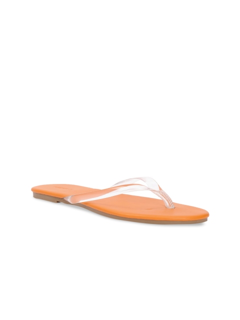 

FOREVER 21 Women Orange Solid Open Toe Flats