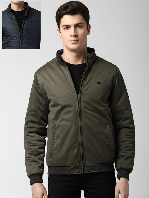 

Peter England Casuals Men Olive Green Solid Reversible Bomber Jacket