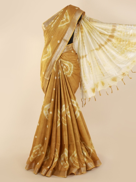 

Pothys Green Dyed Linen Blend Saree