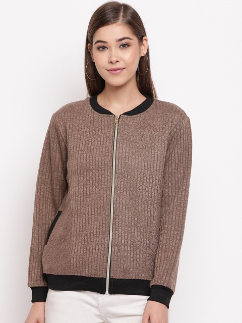 

Miss Grace Women Brown Striped Sweatshirt