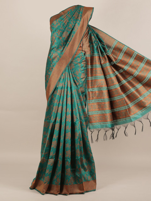 

Pothys Green Woven Design Jute Silk Saree with Jhalar Pallu
