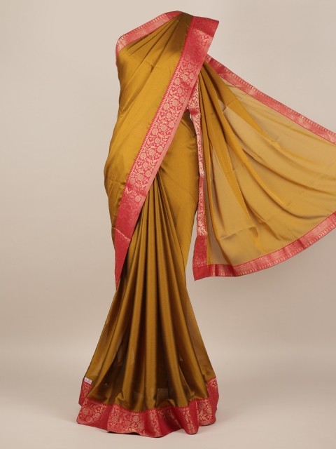 

Pothys Green Solid Poly Chiffon Saree