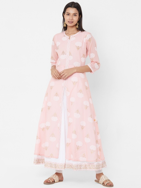 

Vedic Women Pink Printed A-Line Kurta