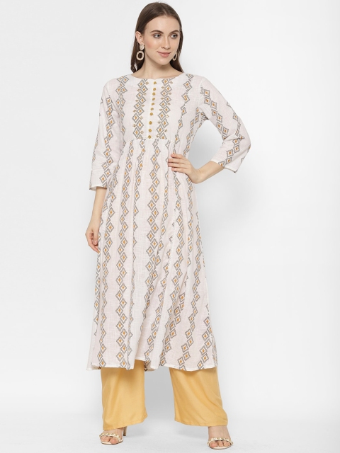 

Ramas Women White Printed A-Line Kurta
