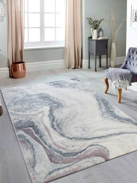 

OBSESSIONS Grey & Beige Abstract Anti-Skid Carpet