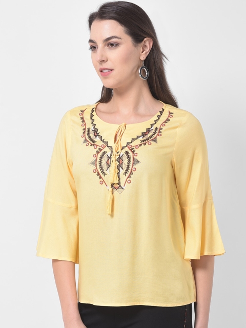 

Latin Quarters Women Yellow Solid Top