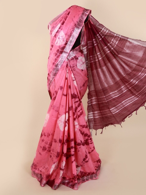 

Pothys Pink Dyed Linen Blend Saree