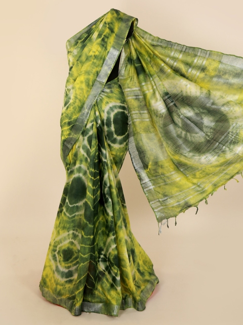 

Pothys Green Dyed Linen Blend Saree