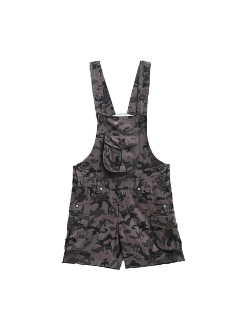 

FirstClap Kids Grey & Green Printed Dungaree