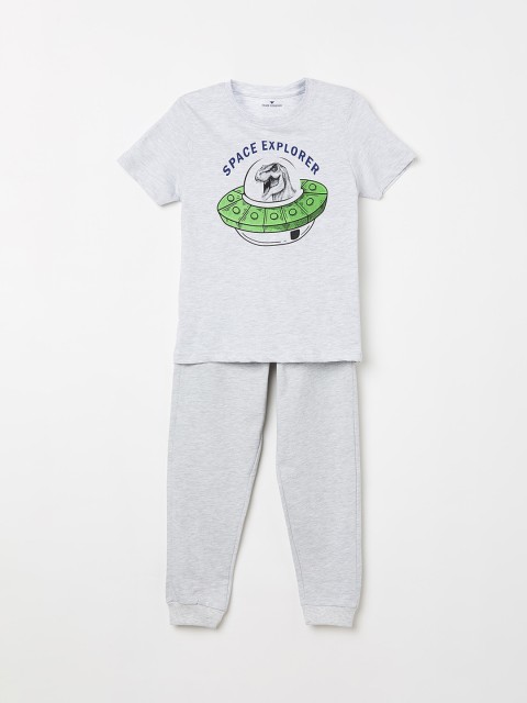 

Fame Forever by Lifestyle Boys Grey Melange Printed Clothing Set