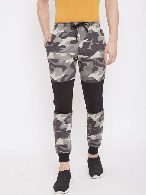 

Rodzen Men White & Grey Camouflage Printed Slim-Fit Joggers